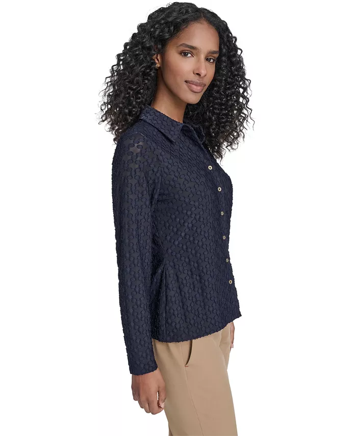 Women's Floral Clip Button-Up Top - thumbnail 2