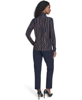 Women's Long Sleeve Cascade Dot Turtleneck Top