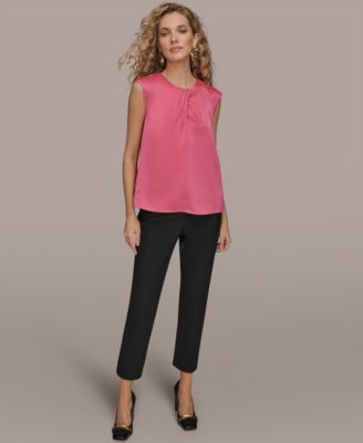 Women's Solid Sleeveless Twist Neck Top