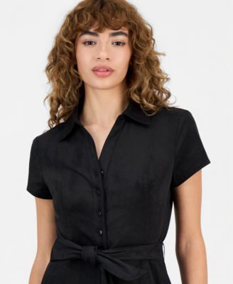 Women's Jene Short-Sleeve Faux-Suede Romper