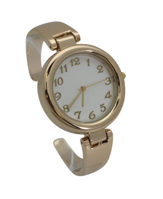 GOLD PLAIN TEXTURE METALLIC BANGLE WATCH