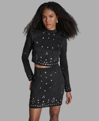 Women's 2-Piece Beaded Top and Skirt Set