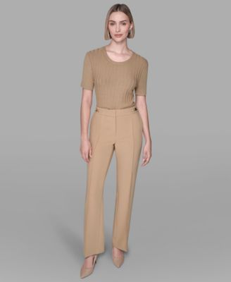 Women's Invisible Zipper Wide-Leg Ankle Pants