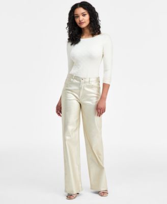 GUESS - Women's Foil High-Rise Wide-Leg Jeans