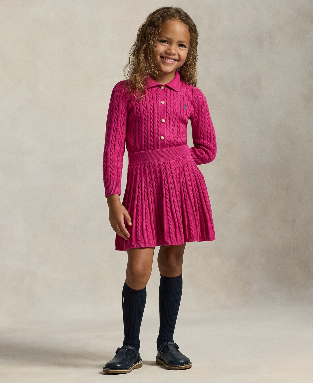 Polo Ralph Lauren Girls 2t-6x 2-piece Crewneck Cardigan And Skirt Set In Pink