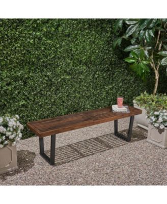 Acacia Wood Patio Bench - Dark Brown & Black