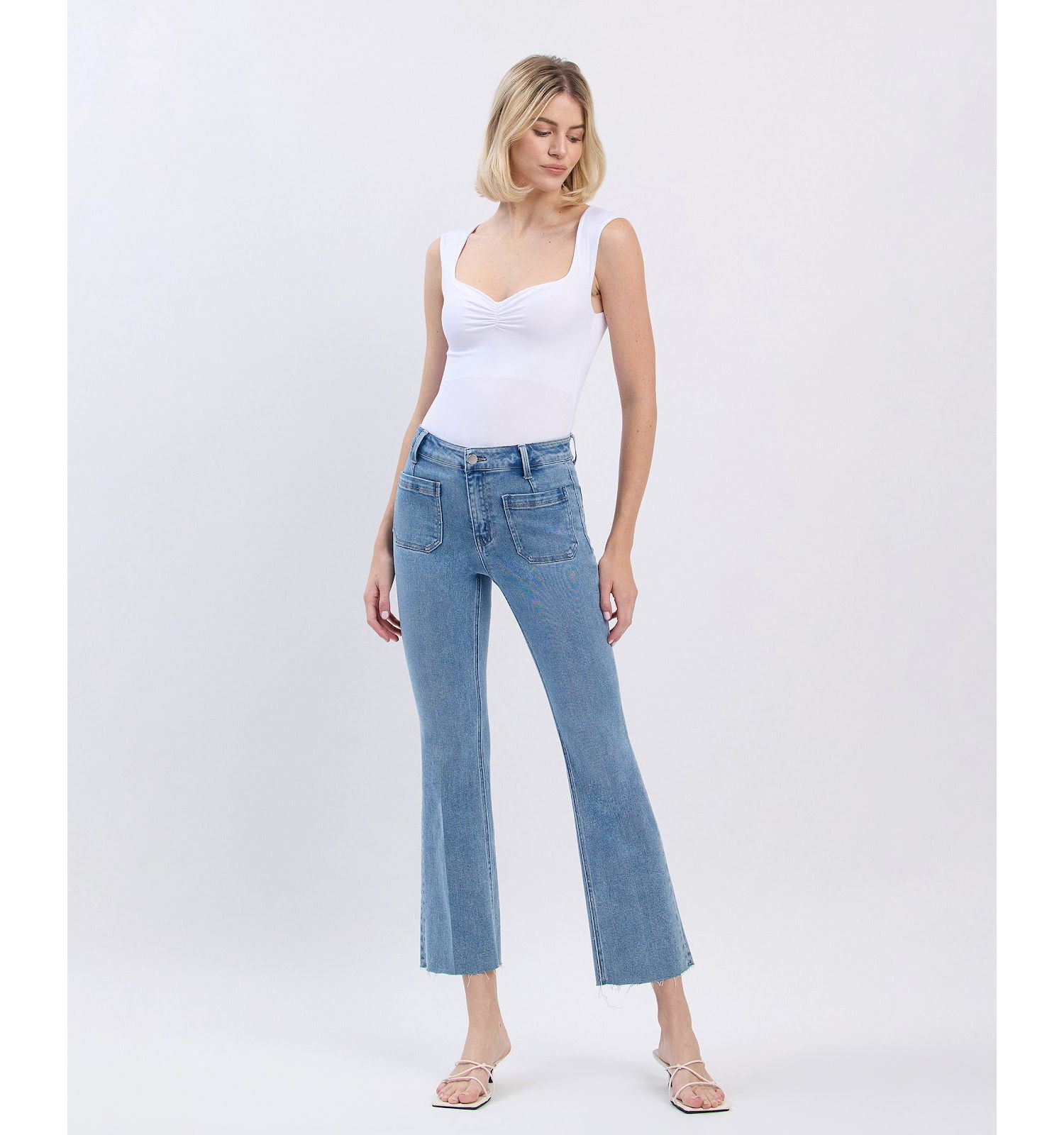 Women's High Rise Crop Flare Jeans