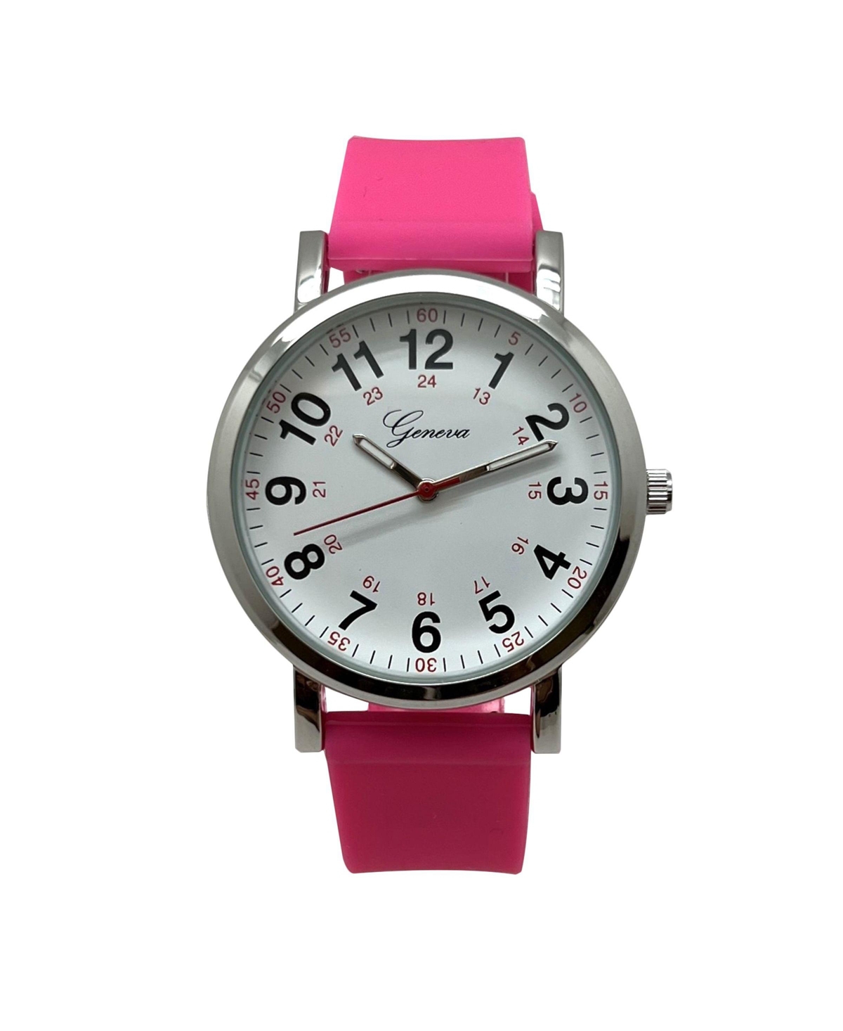 Olivia Pratt Hot Pink Easy-Read Nurse Watch with Silicone Band Women Watch