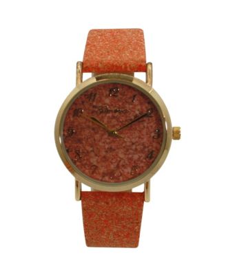Orange Cork Style Strap Women Watch