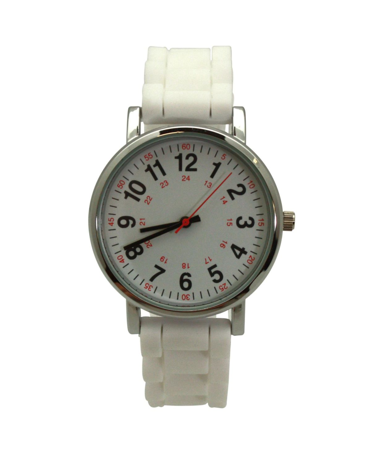 Женские часы из белого цельного силикона с жирными цифрами