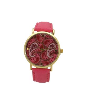 Paisley Face Leather Strap Watch