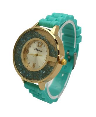 MINT FLOATING COLORFUL STONES SILICONE STRAP WATCH