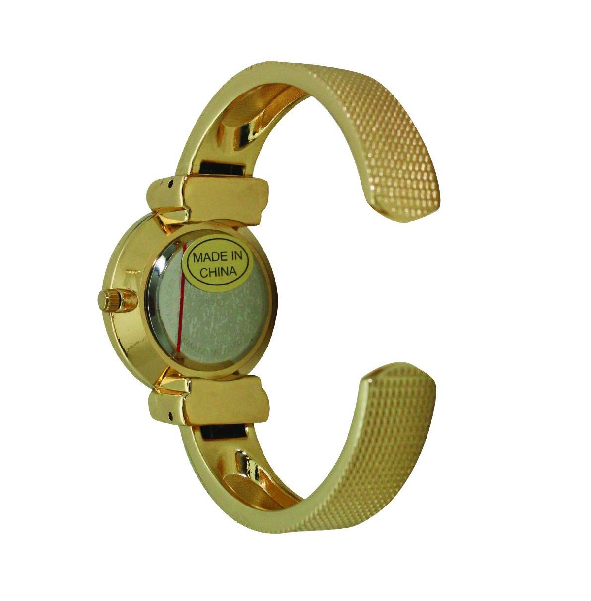 Olivia Pratt Every Day Textured and Rhinestone Metal Bangle Watch Gold