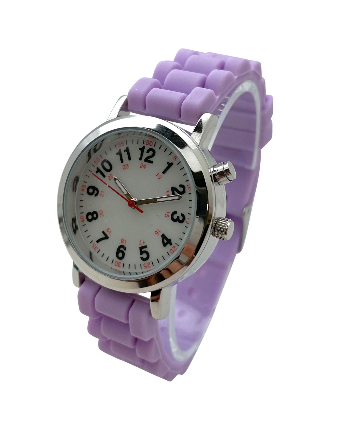 Olivia Pratt Lavender Luminous Dial Easy Read Medical Professionals Silicone Band Women Watch