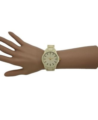 Beige Solid Color Large Face Women Watch
