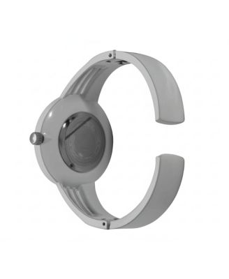 Silver Modern Stripped Design Bangle Watch