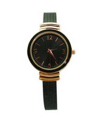 Black Rose Gold Every Day Textured Metal Bangle Watch