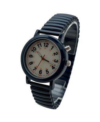 Navy Stretch Band Easy Read Nurse Watch with Second Hand Women Watch