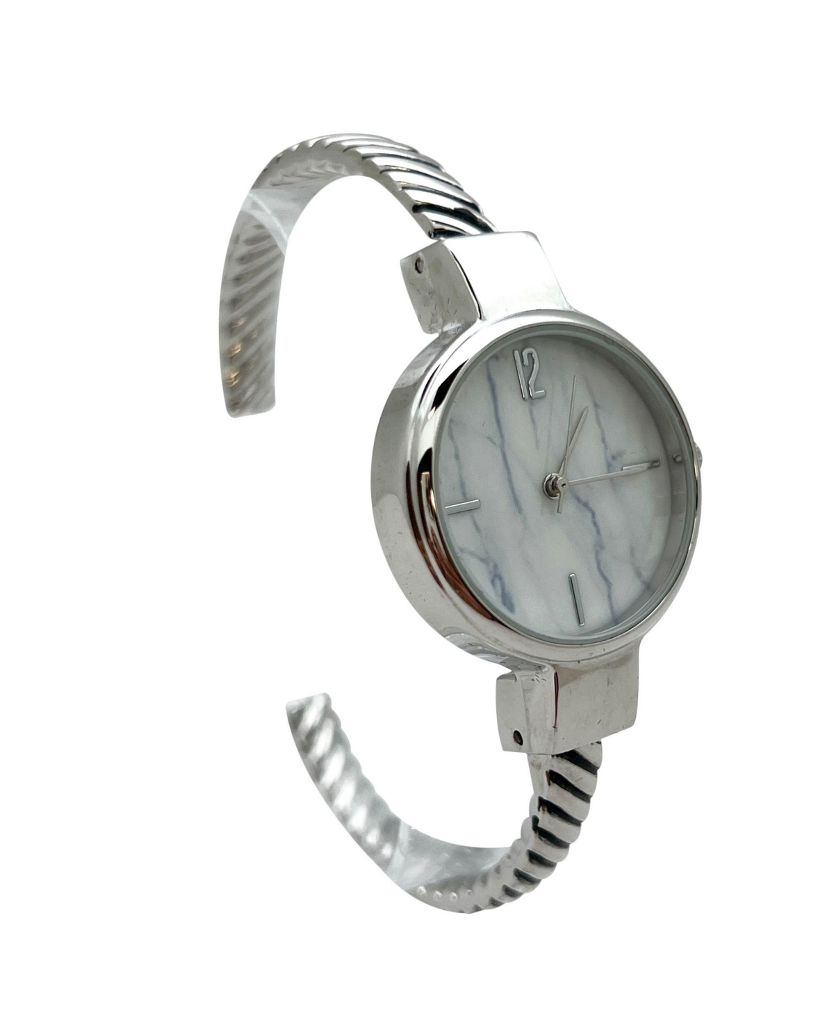 Olivia Pratt Silver Every Day Thin Marble Face Bangle Women Watch