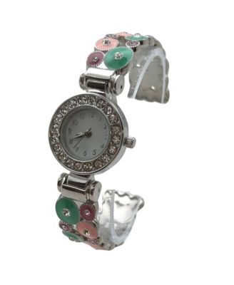 Pastels Silver Colorful Round Shapes Band Bangle Women Watch