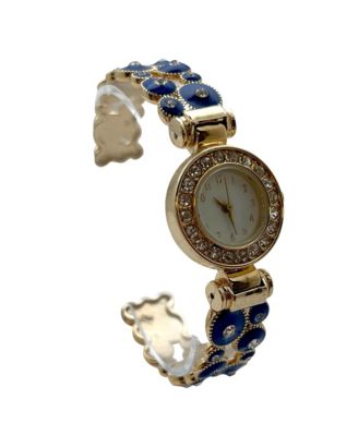Blue Gold Colorful Round Shapes Band Bangle Women Watch