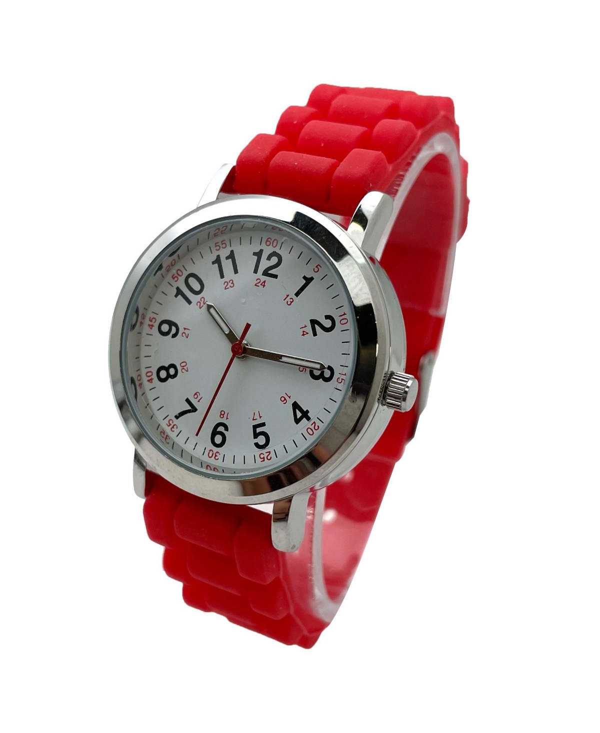 Olivia Pratt Red Easy Read Medical Professionals Silicone Band Women Watch