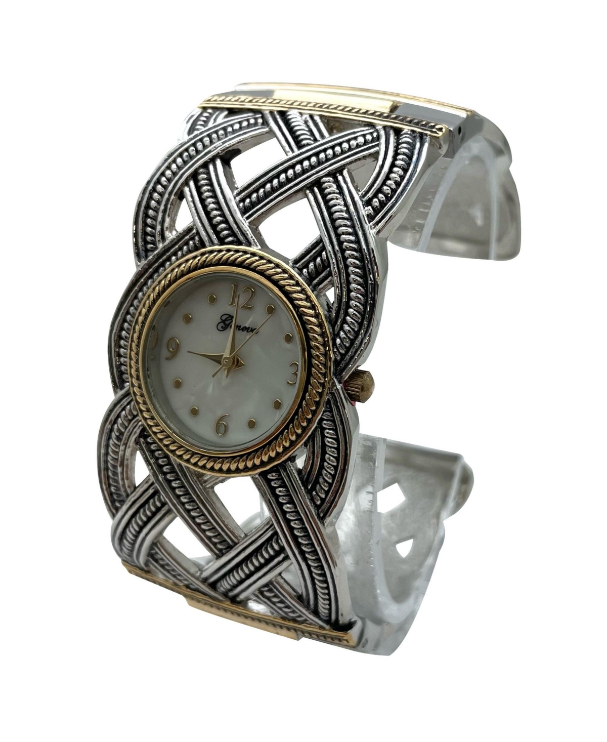 Olivia Pratt Braided Details Elegant Bangle Women Watch, Two Tone