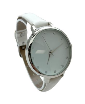 Solid Vibrant Color Everyday Faux Leather Women Watch, White