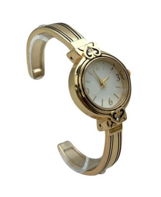 Elegant Heart Detailed Cuff Women Watch, Gold