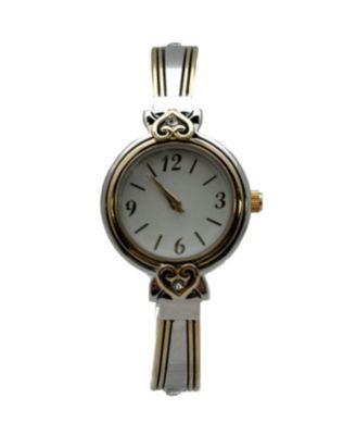 Elegant Heart Detailed Cuff Women Watch, Two Tone