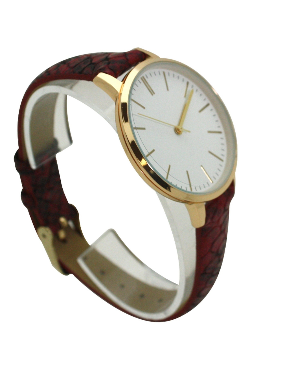 Olivia Pratt Red Snake Print Leather Strap Watch
