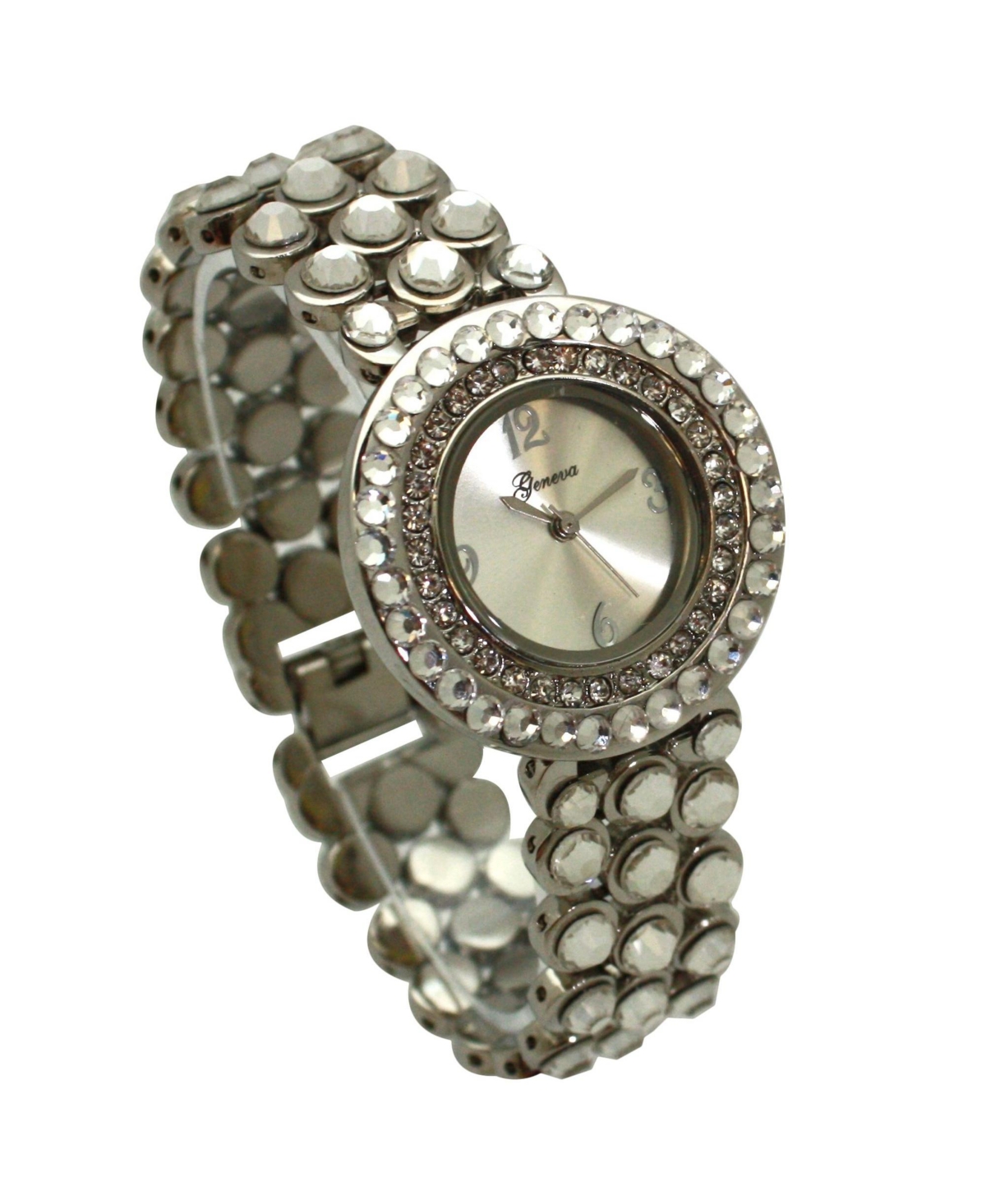 Olivia Pratt Silver Shiny Rhinestones Metallic Women Watch
