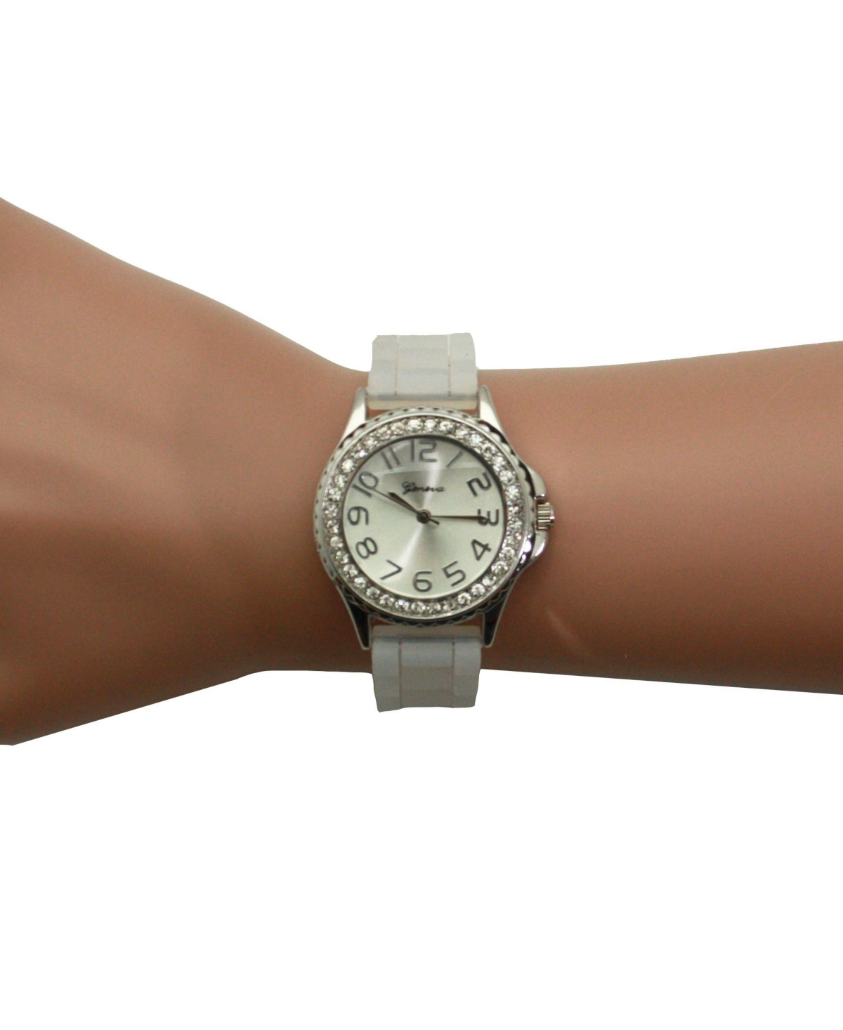 Olivia Pratt Clear Every Day Thin Band Silicone and Rhinestones Colorful Women Watch