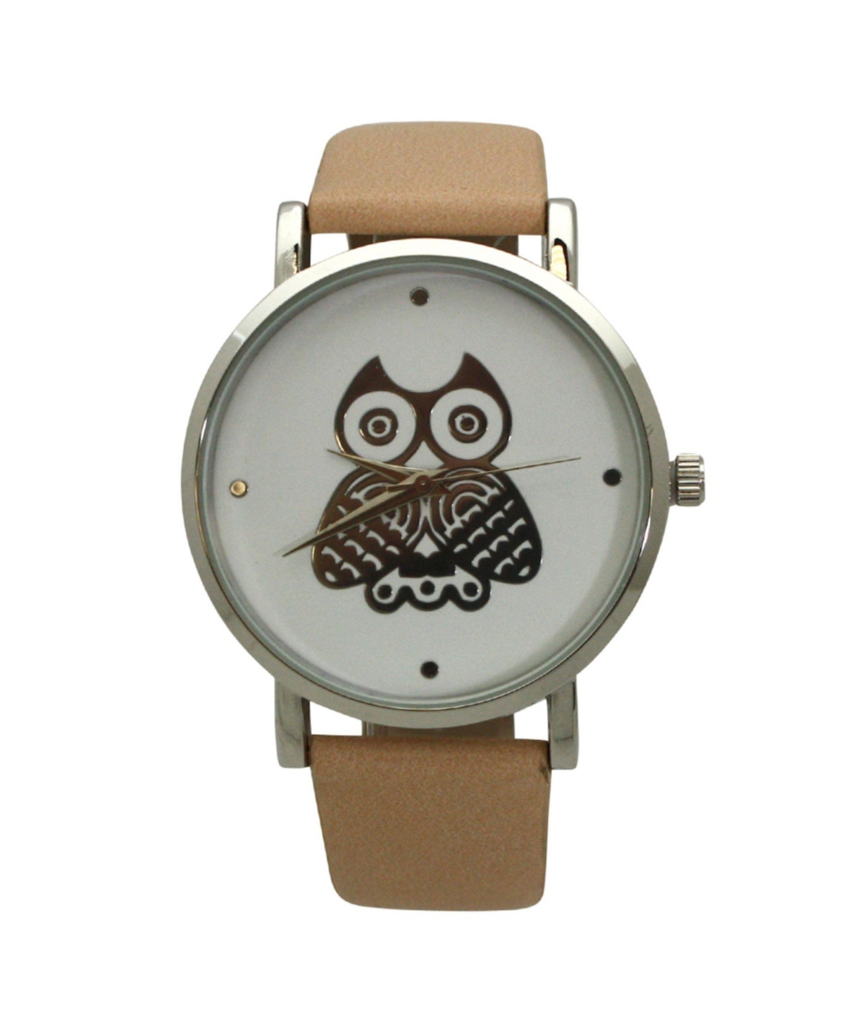 Olivia Pratt Cream Owl Leather Strap Watch