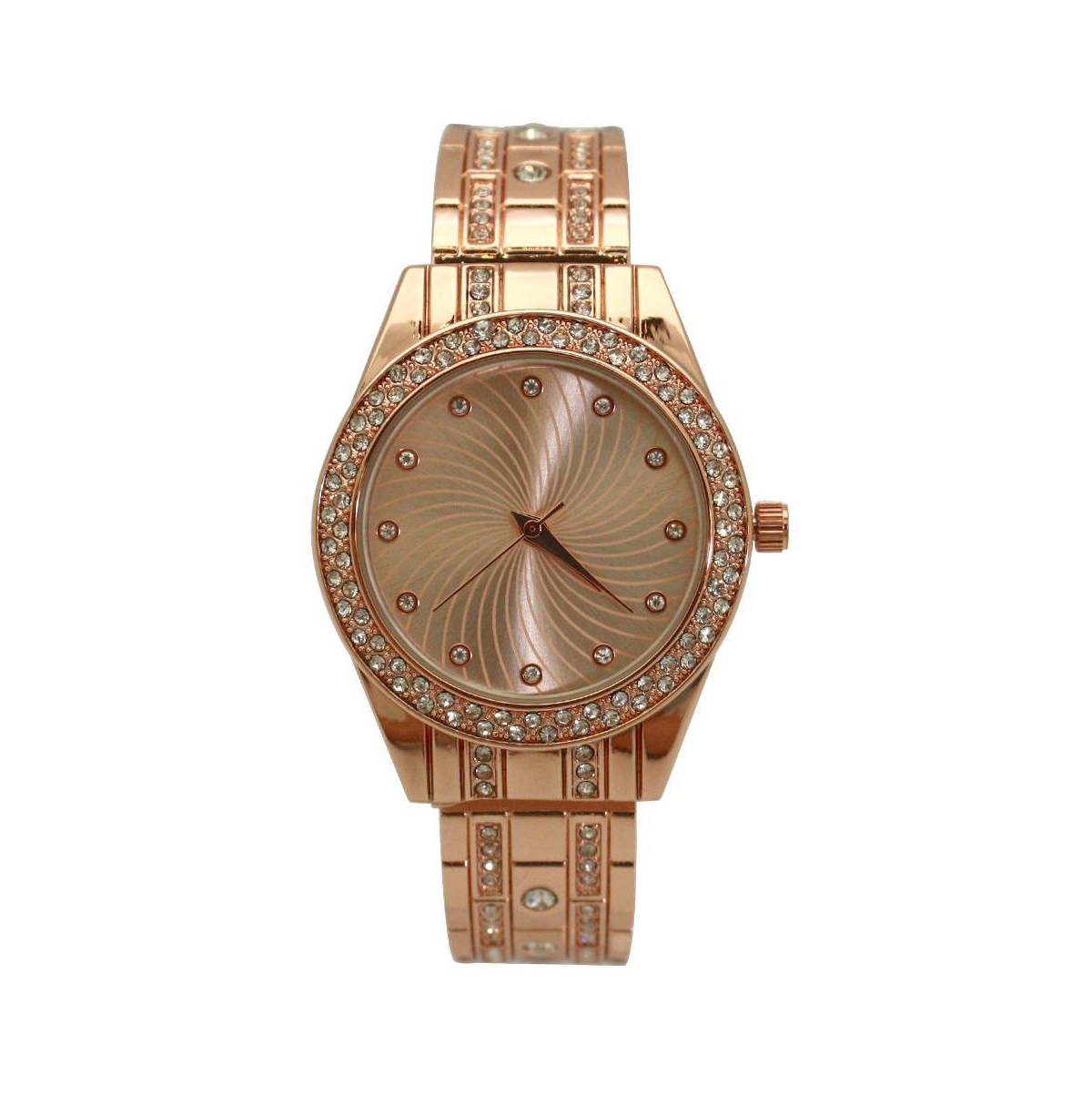 Olivia Pratt Rose Gold Rhinestone Shiny Bangle Watch