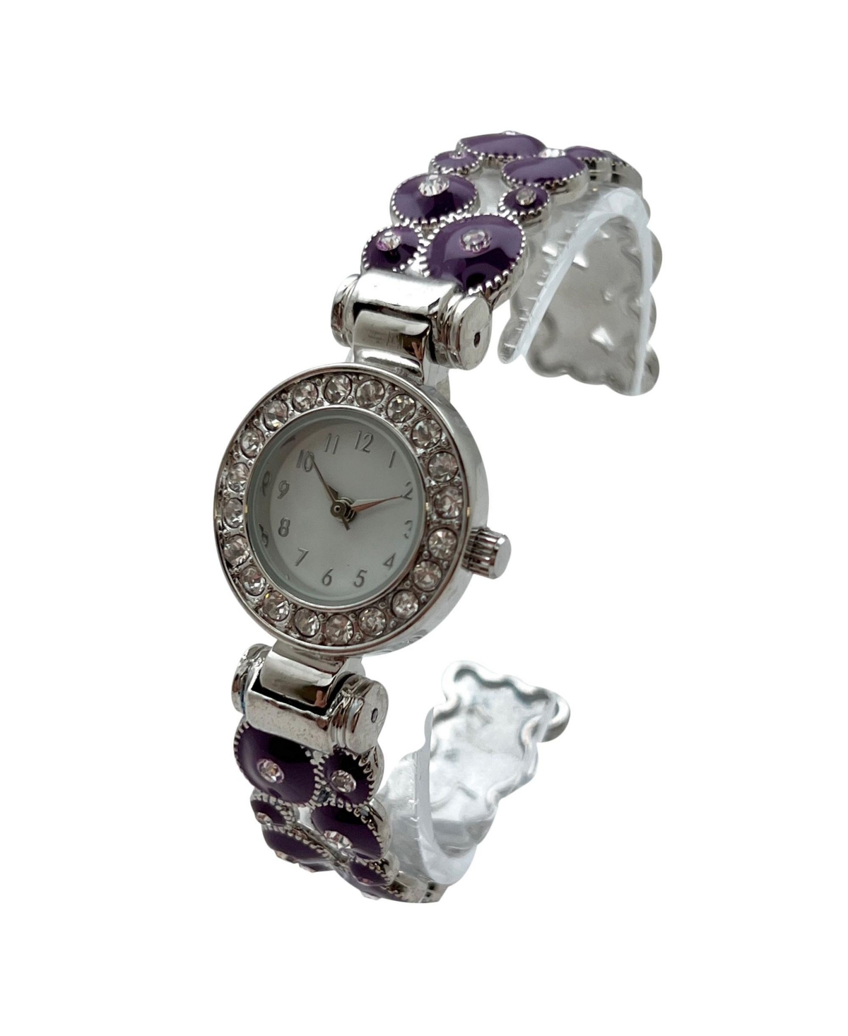 Olivia Pratt Purple Silver Colorful Round Shapes Band Bangle Women Watch