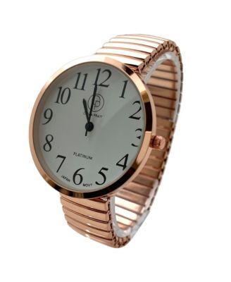 Rose Gold Stretch Band Big Face Shiny Colors Women Watch