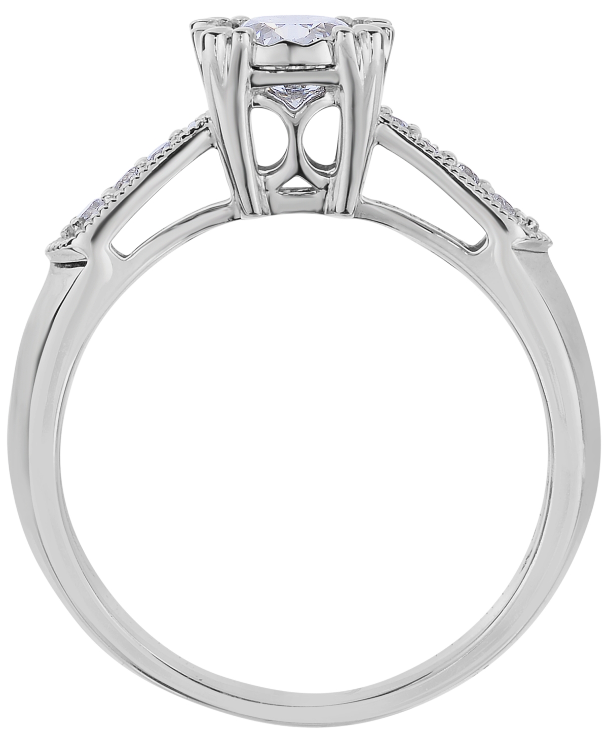 Macy's Diamond Vintage-like Fishtail Prong Engagement Ring (5/8 Ct. T.w.) In 14k White Gold In Metallic