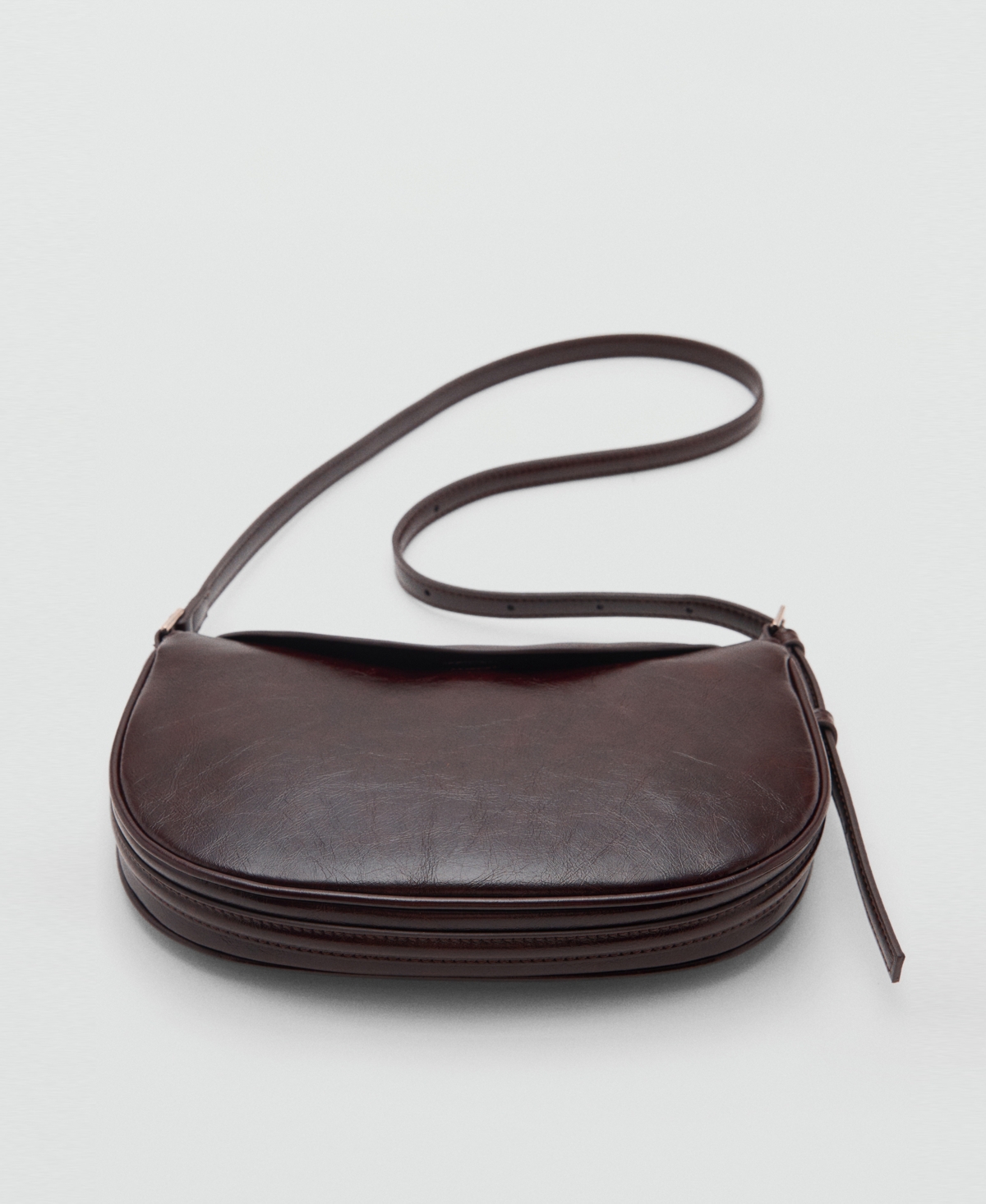Mango Oval Flap Faux Leather Crossbody Bag In Brown