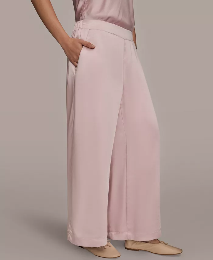 Women's Pull-On Satin Mid Rise Wide Leg Pants - thumbnail 2