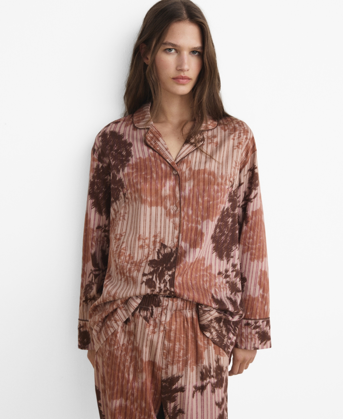 Mango Women's Blurred Print Pajama Shirt
