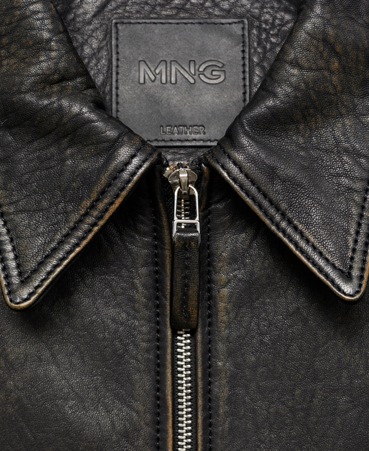 Mango Leather Bomber Jacket In Animal Print