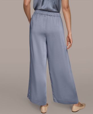 Women's Pull-On Satin Mid Rise Wide Leg Pants