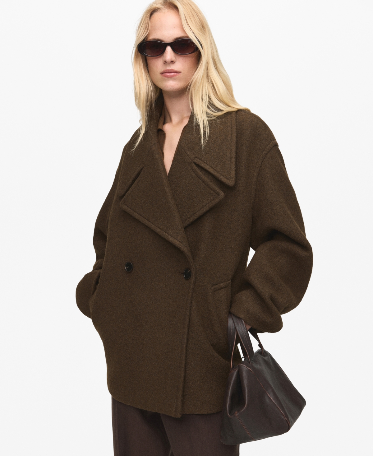 Mango Women's Maxi Lapels Oversized Wool Coat In Brown
