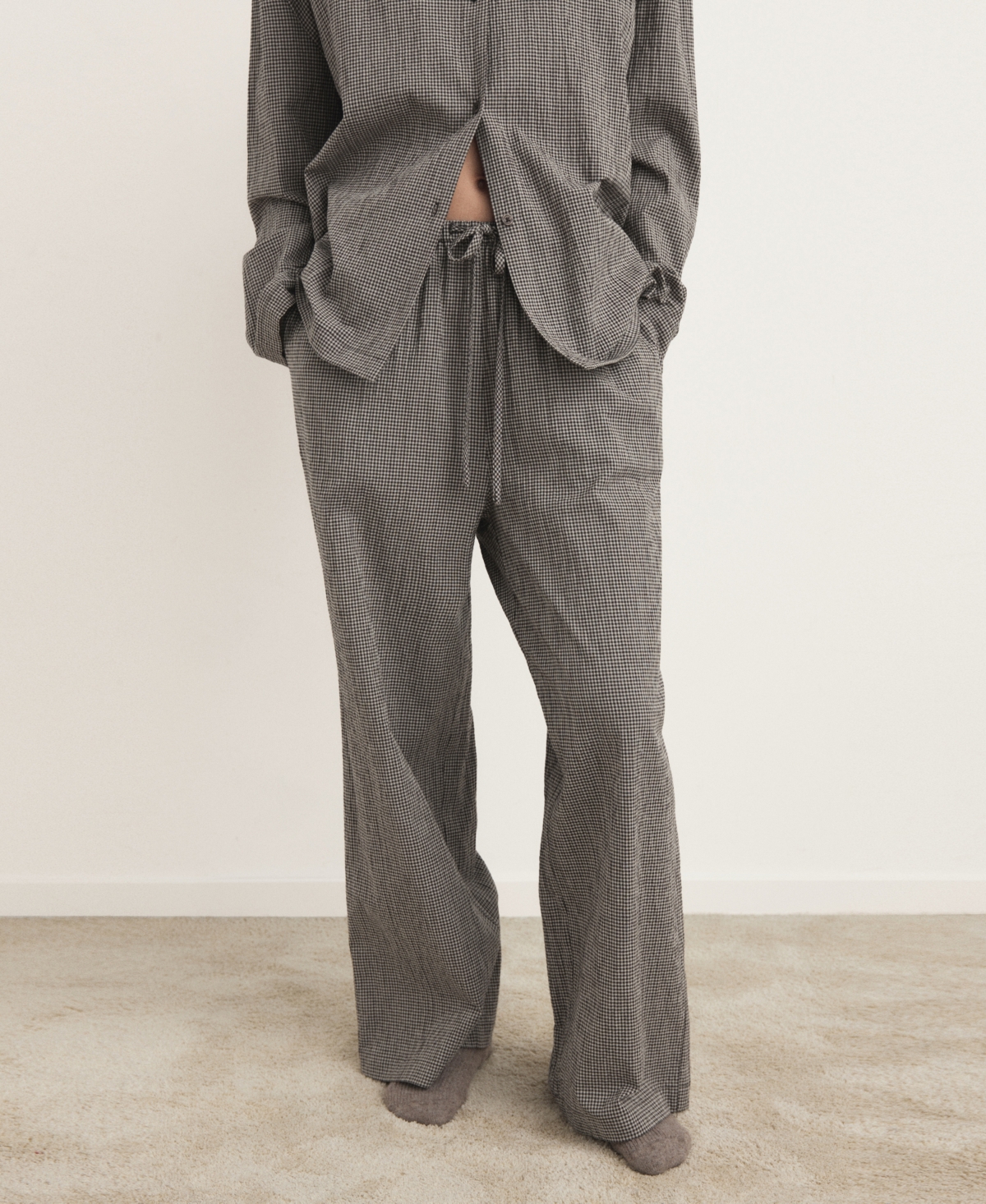 Mango Women's Two-piece Cotton Gingham Pajamas In Brown