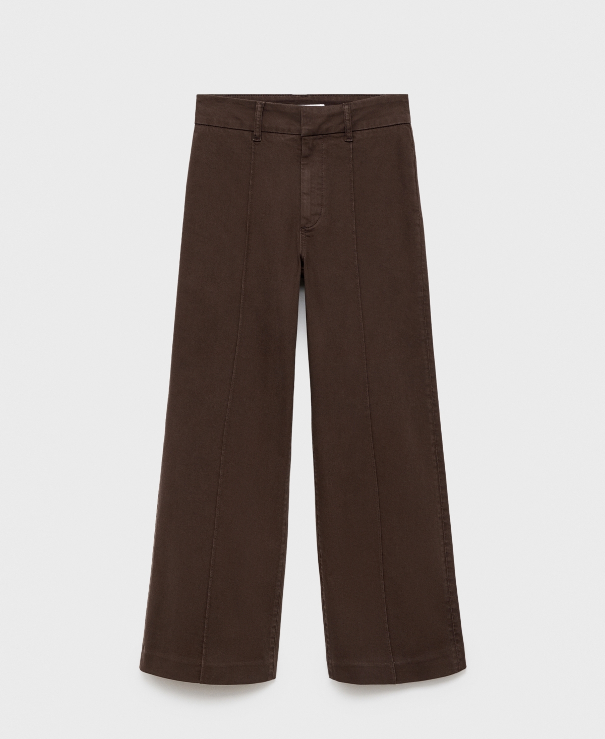Mango High Waist Front Seam Wide Leg Jeans In Brown