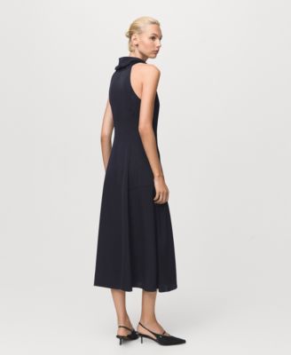 Women's Slit Draped Neck Dress