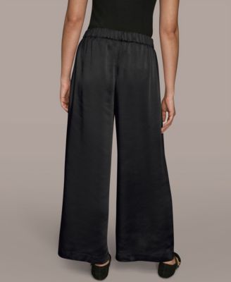 Women's Pull-On Satin Mid Rise Wide Leg Pants