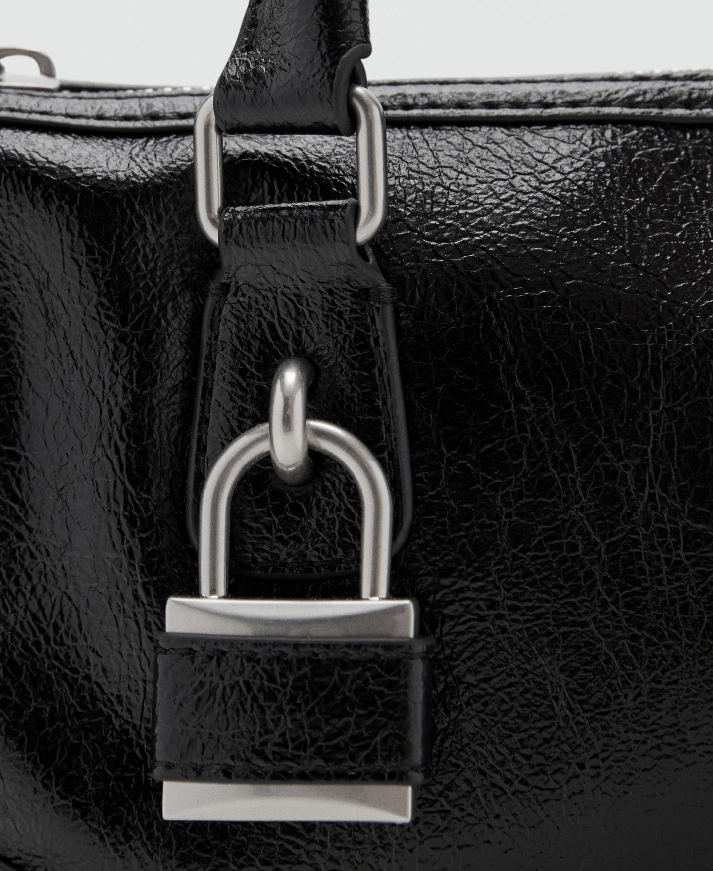 Женская сумка Mango Mini Shiny Handles, цвет: Чёрный — фото 3