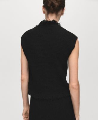 Women's Frayed Trim Crossover Top